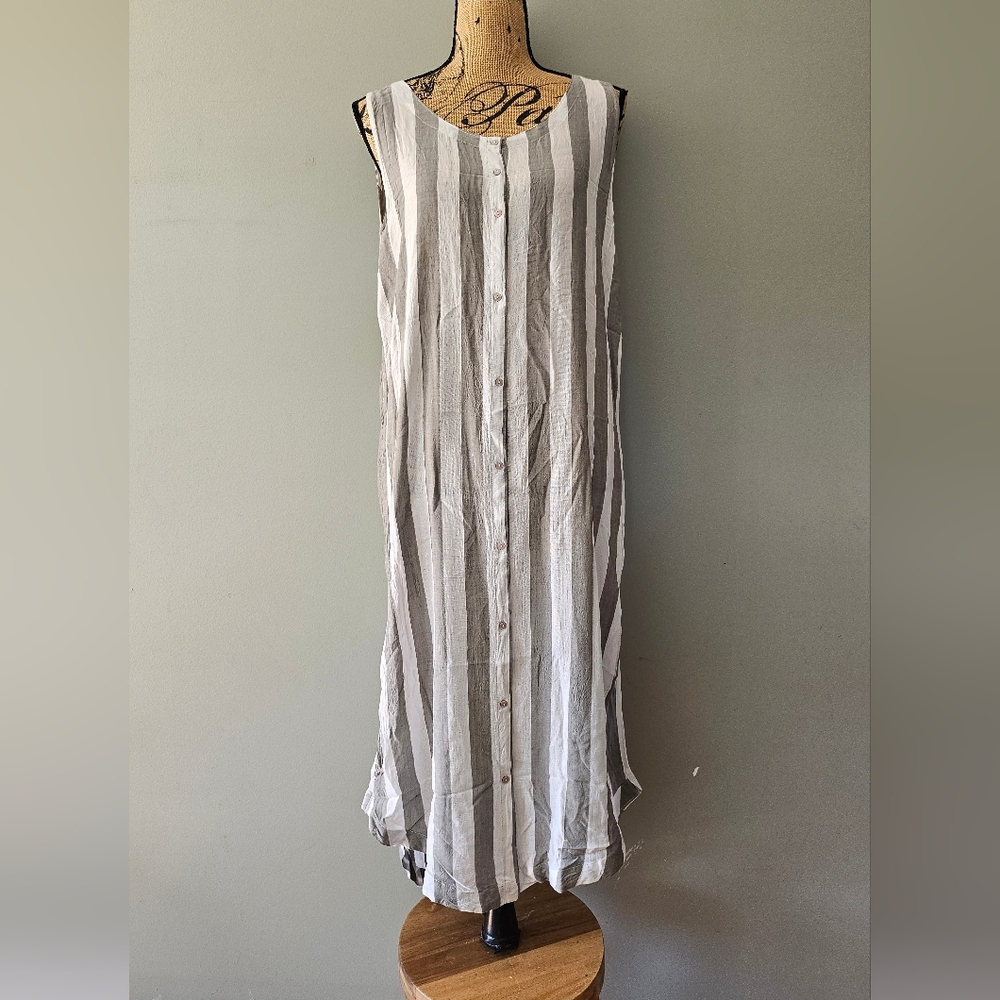 Piazza Italia Women Striped Sleeveless Dress Size M